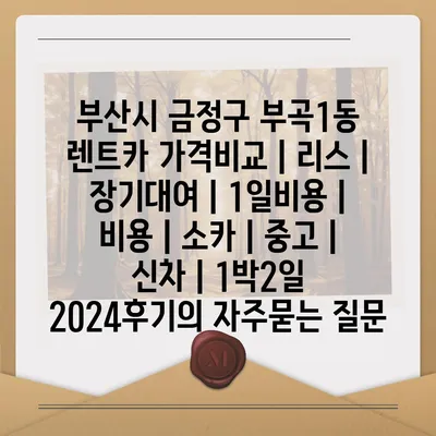 부산시 금정구 부곡1동 렌트카 가격비교 | 리스 | 장기대여 | 1일비용 | 비용 | 소카 | 중고 | 신차 | 1박2일 2024후기