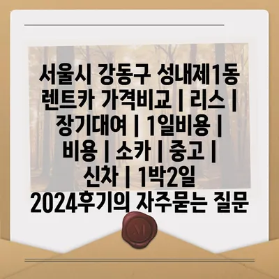 서울시 강동구 성내제1동 렌트카 가격비교 | 리스 | 장기대여 | 1일비용 | 비용 | 소카 | 중고 | 신차 | 1박2일 2024후기