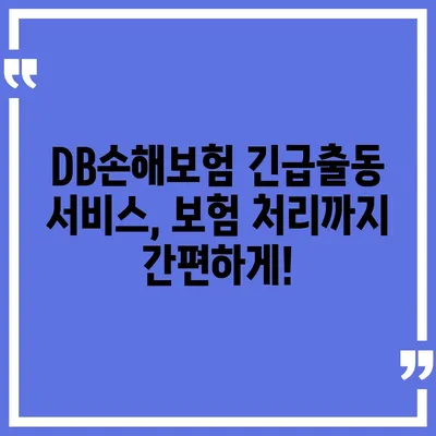 DB손해보험 긴급출동 서비스| 빠르고 안전하게 도움받는 방법 | 자동차 사고, 긴급 상황, 보험 처리, 연락처