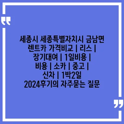 세종시 세종특별자치시 금남면 렌트카 가격비교 | 리스 | 장기대여 | 1일비용 | 비용 | 소카 | 중고 | 신차 | 1박2일 2024후기