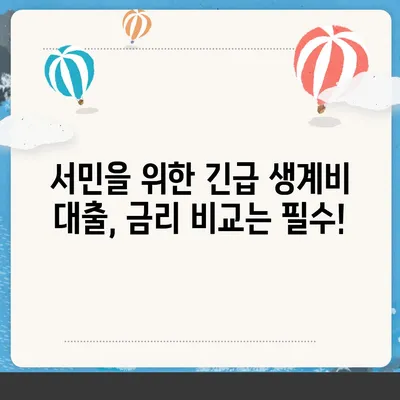 긴급한 생계난, 소액 대출로 극복하세요! | 서민 긴급생계비 대출 정보, 신청 방법, 금리 비교