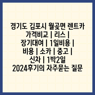 경기도 김포시 월곶면 렌트카 가격비교 | 리스 | 장기대여 | 1일비용 | 비용 | 소카 | 중고 | 신차 | 1박2일 2024후기