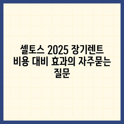 셀토스 2025 장기렌트 비용 대비 효과