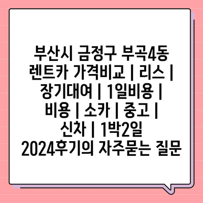 부산시 금정구 부곡4동 렌트카 가격비교 | 리스 | 장기대여 | 1일비용 | 비용 | 소카 | 중고 | 신차 | 1박2일 2024후기