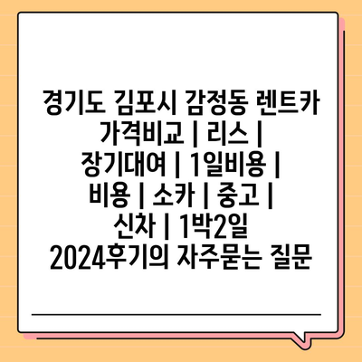 경기도 김포시 감정동 렌트카 가격비교 | 리스 | 장기대여 | 1일비용 | 비용 | 소카 | 중고 | 신차 | 1박2일 2024후기