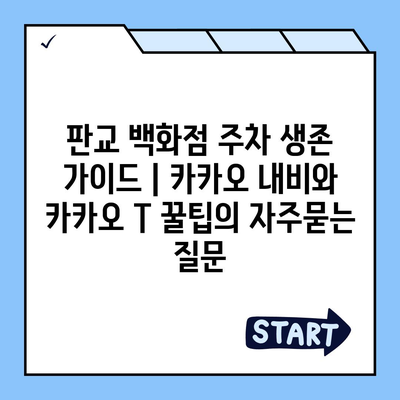 판교 백화점 주차 생존 가이드 | 카카오 내비와 카카오 T 꿀팁