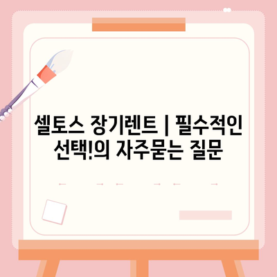 셀토스 장기렌트 | 필수적인 선택!