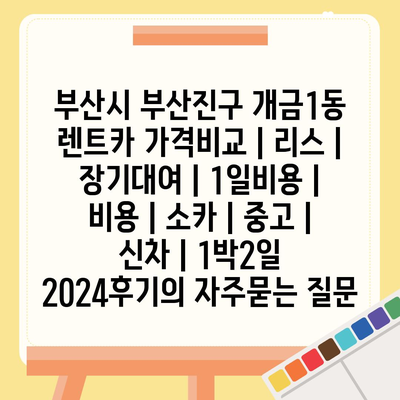 부산시 부산진구 개금1동 렌트카 가격비교 | 리스 | 장기대여 | 1일비용 | 비용 | 소카 | 중고 | 신차 | 1박2일 2024후기