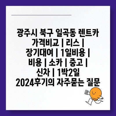 광주시 북구 일곡동 렌트카 가격비교 | 리스 | 장기대여 | 1일비용 | 비용 | 소카 | 중고 | 신차 | 1박2일 2024후기