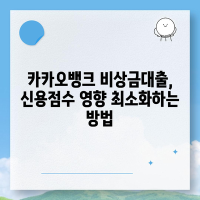 카카오뱅크 비상금대출 신용점수