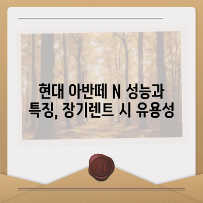 현대 아반떼 N 장기렌트, 모든 궁금증 해결