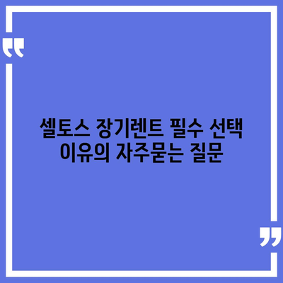 셀토스 장기렌트 필수 선택 이유