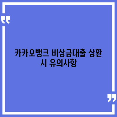 카카오뱅크 비상금대출 상환