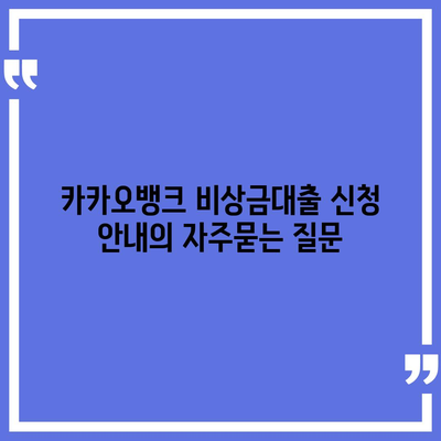 카카오뱅크 비상금대출 신청 안내