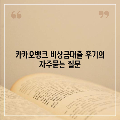 카카오뱅크 비상금대출 후기