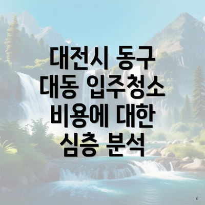 대전시 동구 대동 입주청소 비용에 대한 심층 분석