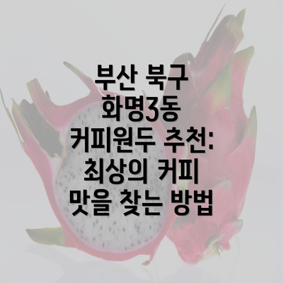 부산 북구 화명3동 커피원두 추천: 최상의 커피 맛을 찾는 방법