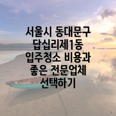 서울시 동대문구 답십리제1동 입주청소 비용과 좋은 전문업체 선택하기