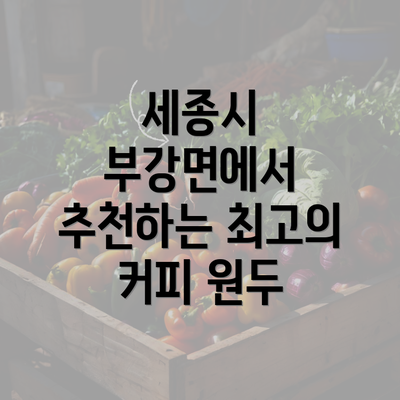 세종시 부강면에서 추천하는 최고의 커피 원두