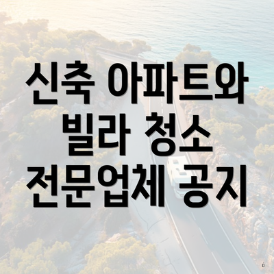 신축 아파트와 빌라 청소 전문업체 공지