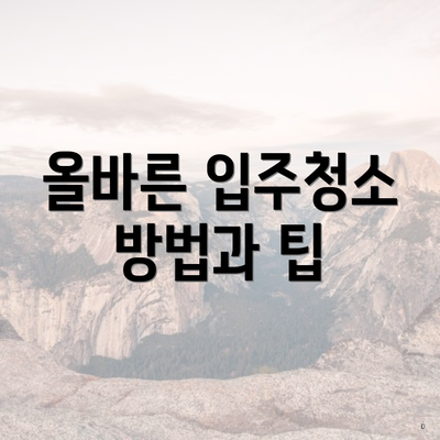 올바른 입주청소 방법과 팁