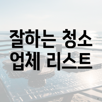 잘하는 청소 업체 리스트