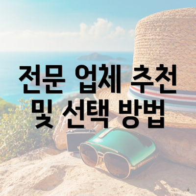 전문 업체 추천 및 선택 방법