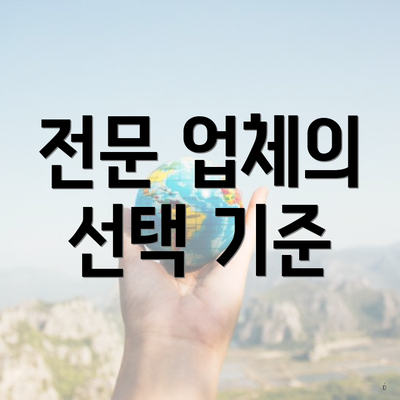 전문 업체의 선택 기준