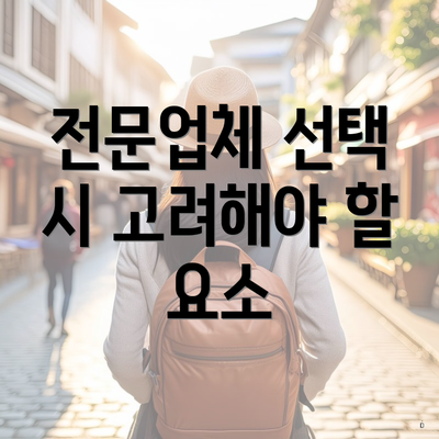 전문업체 선택 시 고려해야 할 요소