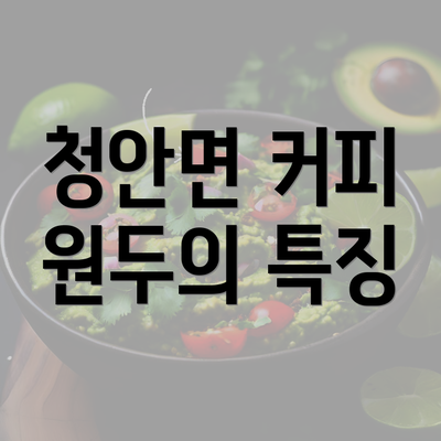 청안면 커피 원두의 특징