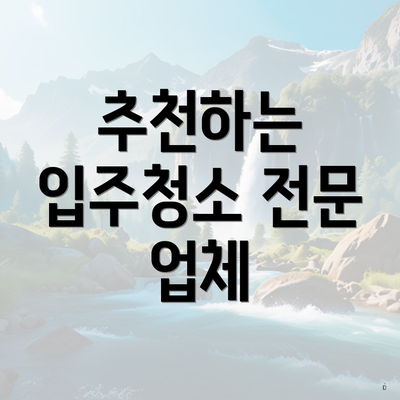 추천하는 입주청소 전문 업체