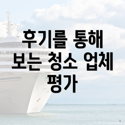 후기를 통해 보는 청소 업체 평가