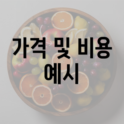 가격 및 비용 예시