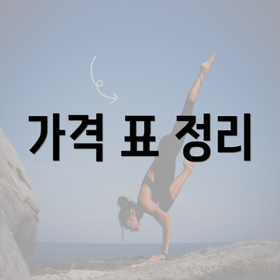 가격 표 정리