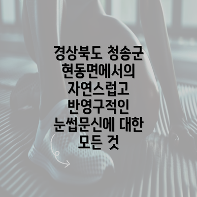 경상북도 청송군 현동면에서의 자연스럽고 반영구적인 눈썹문신에 대한 모든 것