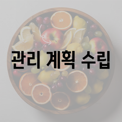 관리 계획 수립