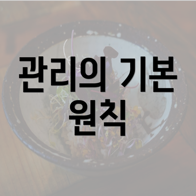 관리의 기본 원칙