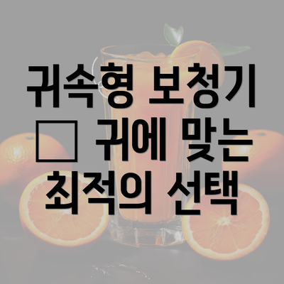 귀속형 보청기 – 귀에 맞는 최적의 선택