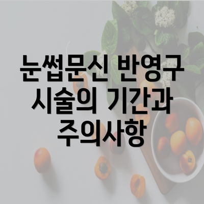 눈썹문신 반영구 시술의 기간과 주의사항