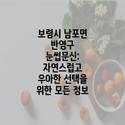 보령시 남포면 반영구 눈썹문신: 자연스럽고 우아한 선택을 위한 모든 정보