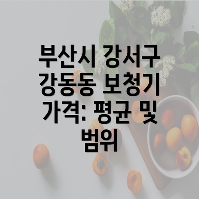 부산시 강서구 강동동 보청기 가격: 평균 및 범위