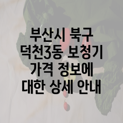 부산시 북구 덕천3동 보청기 가격 정보에 대한 상세 안내