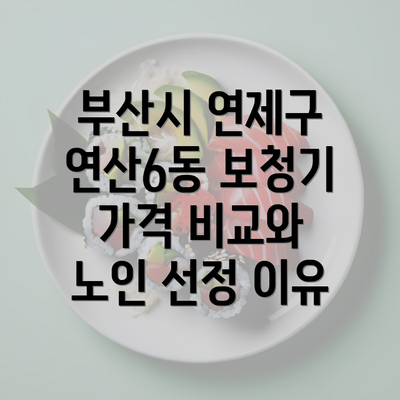 부산시 연제구 연산6동 보청기 가격 비교와 노인 선정 이유