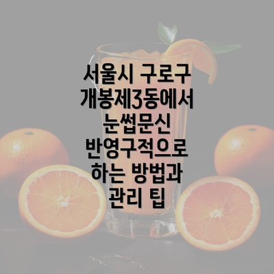 서울시 구로구 개봉제3동에서 눈썹문신 반영구적으로 하는 방법과 관리 팁