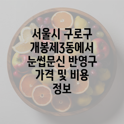 서울시 구로구 개봉제3동에서 눈썹문신 반영구 가격 및 비용 정보