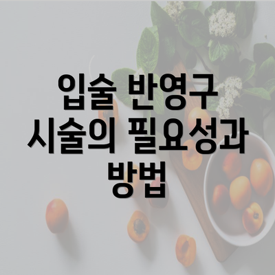 입술 반영구 시술의 필요성과 방법