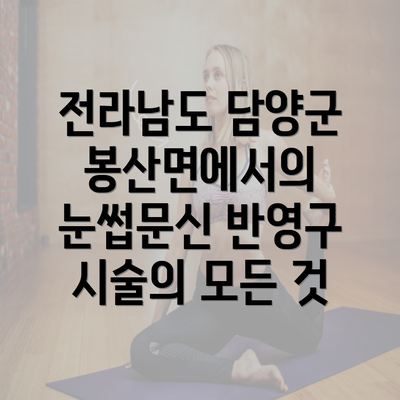 전라남도 담양군 봉산면에서의 눈썹문신 반영구 시술의 모든 것