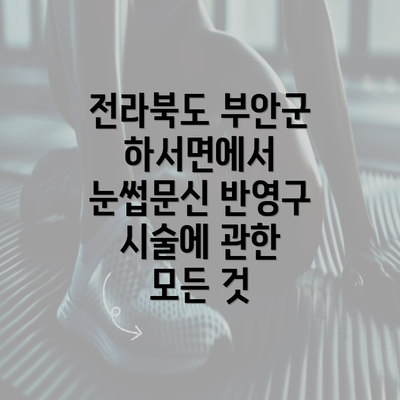 전라북도 부안군 하서면에서 눈썹문신 반영구 시술에 관한 모든 것