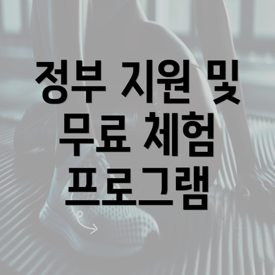 정부 지원 및 무료 체험 프로그램