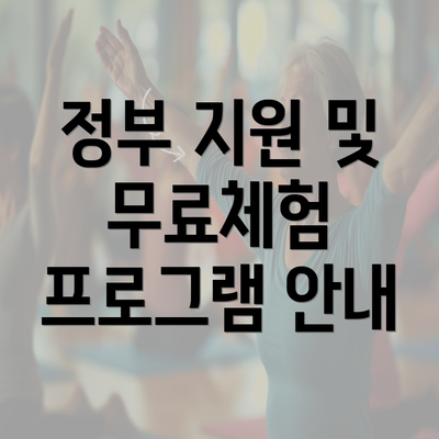 정부 지원 및 무료체험 프로그램 안내